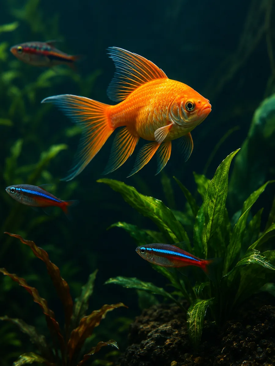 Aquarium fish with plants